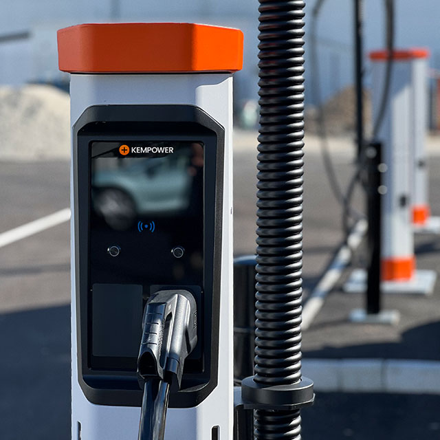 An electric vehicle charging station awaits its next car, ready to power up the future of transportation.