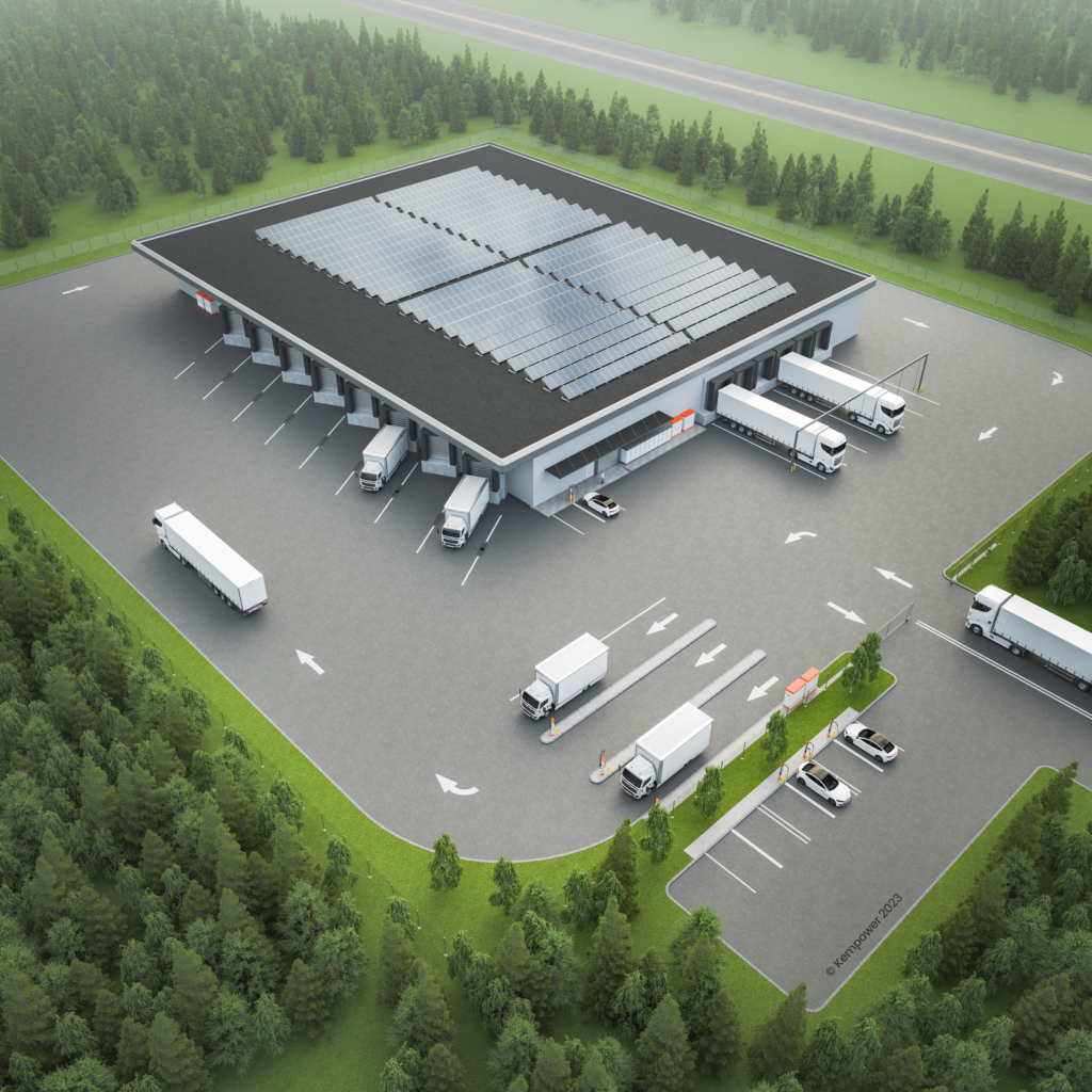 Image of fleets at logistic centre charged by Kempower