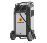 Portable industrial battery charger on wheels.