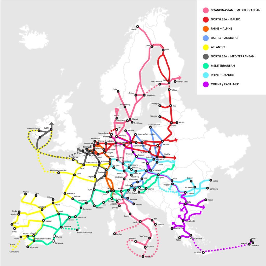 Trans-European transport (TEN-T) network.